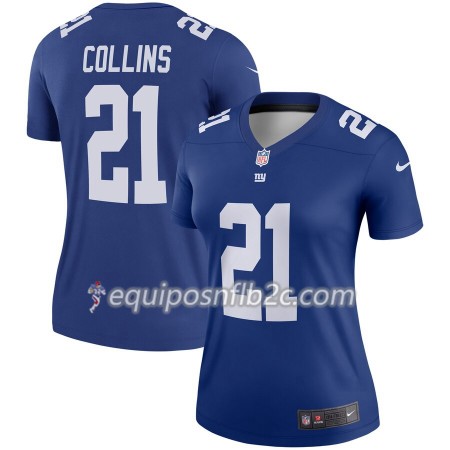 Camiseta Mujer NFL New York Giants Landon Collins 21 Nike Azul 
